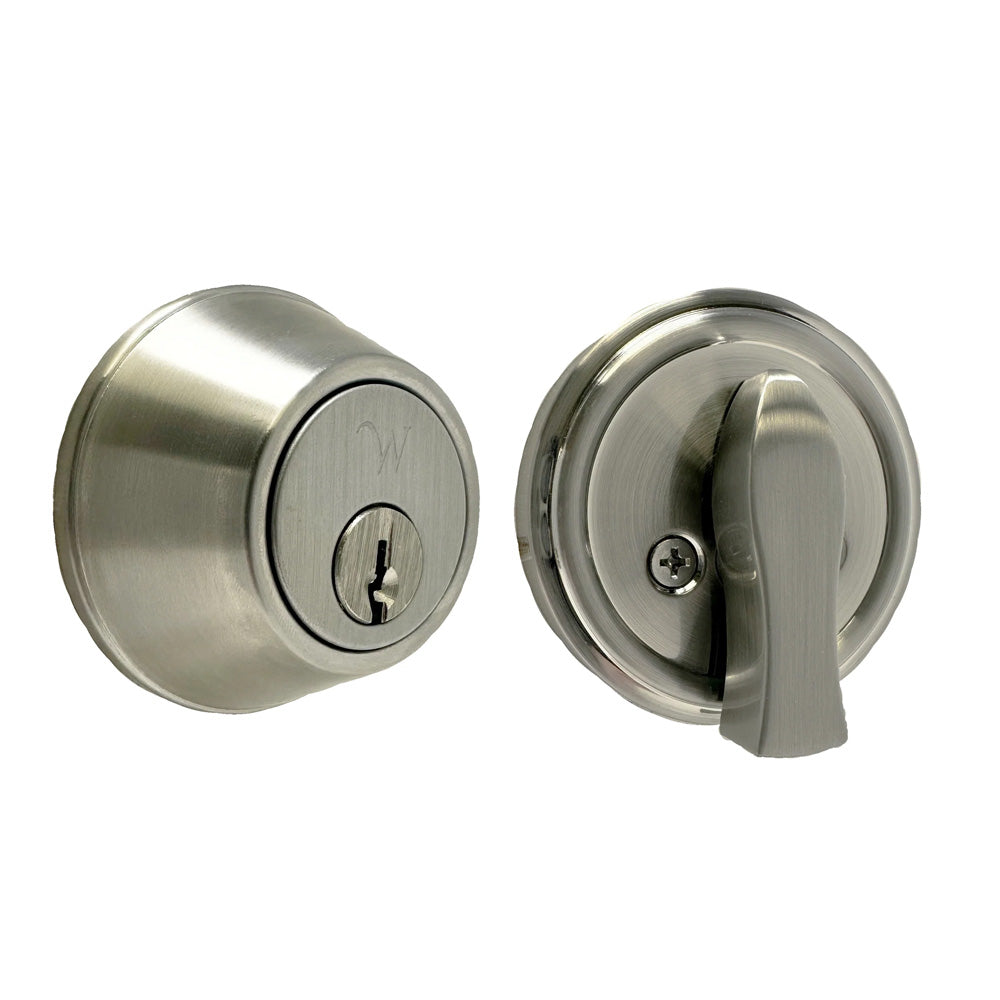 Weslock 00471-N-NSL23 Single Cylinder Deadbolt with Adjustable Latch and Deadbolt Strike Up To 2 1/4" Door Thickness Satin Nickel Finish