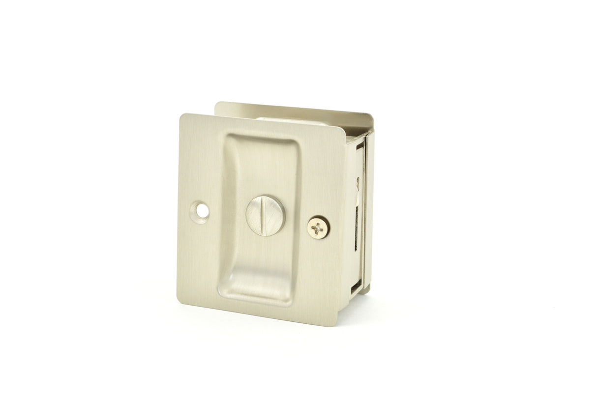 Weslock 00577XNXN Rectangular Privacy Pocket Door Lock with Adjustable Backset and Full Lip Strike Satin Nickel Finish