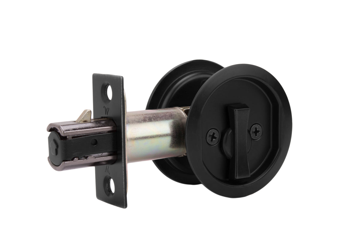 Weslock 00677X2X2 Round Privacy Pocket Door Lock Black Finish
