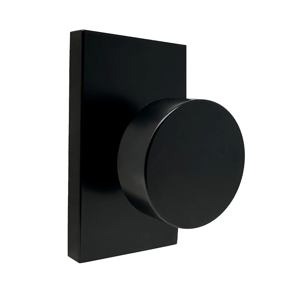 Weslock 009004242FR20 Mesa Knob with Rectangular Rose Passage Lock with Adjustable Latch and Full Lip Strike Matte Black Finish