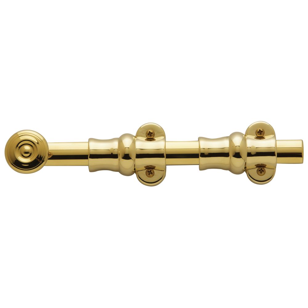 Baldwin 0380003 8" Ornamental Surface Bolt Lifetime Brass Finish