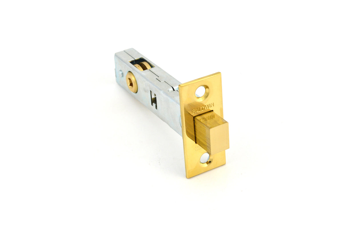 Baldwin 0413031LTP Contemporary Mortise Door Bolt with 2-3/4" Backset Less Turn Piece Unlacquered Brass Finish