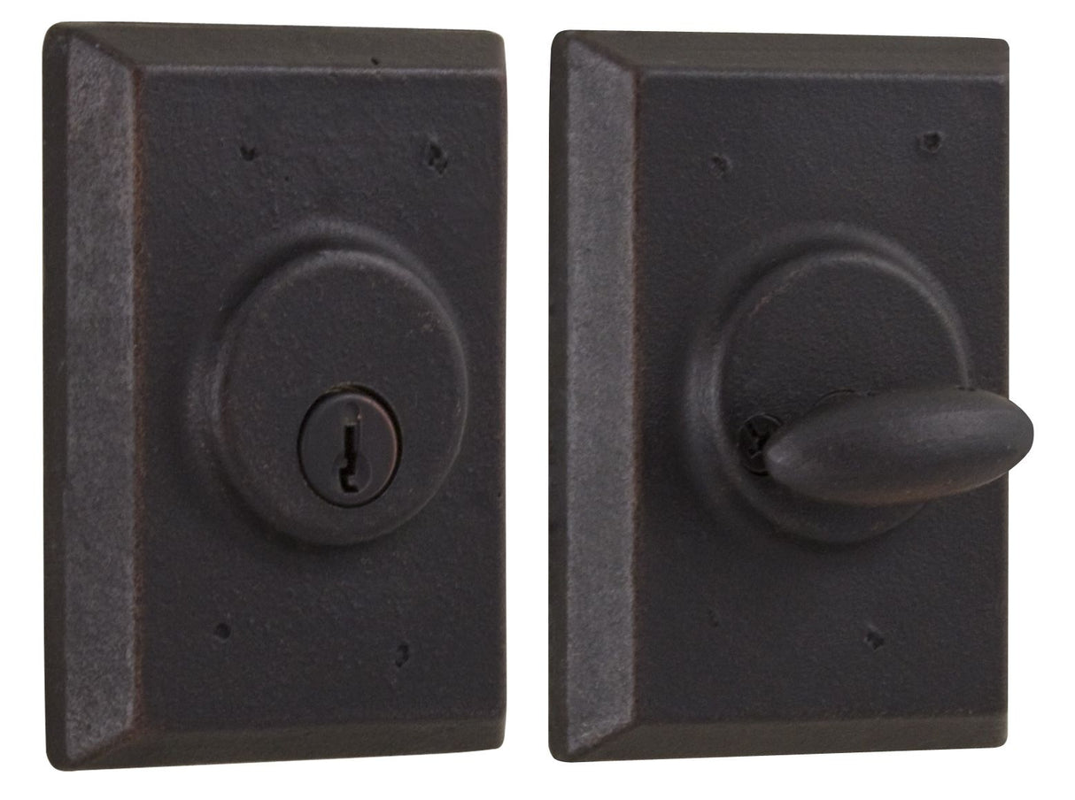 Weslock 07971-1-1SL23 Square Single Cylinder Deadbolt with Adjustable Latch and Deadbolt Strike Oil Rubbed Bronze Finish