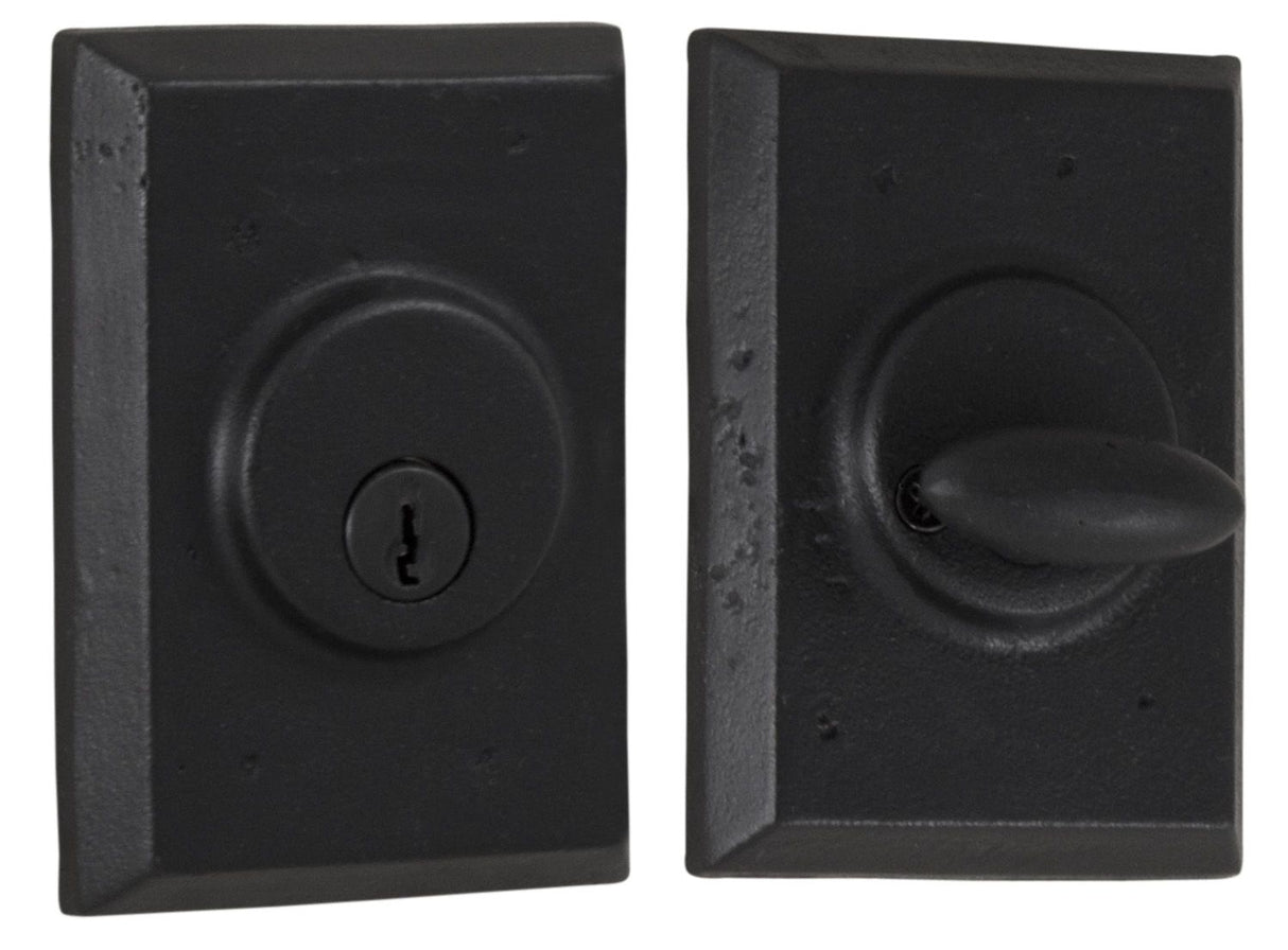 Weslock 07971-2-2SL23 Square Single Cylinder Deadbolt with Adjustable Latch and Deadbolt Strike Black Finish