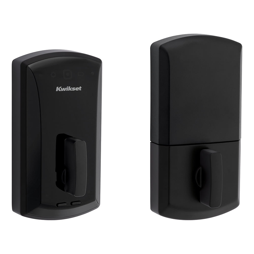 Kwikset 1000-514.FD.4L.STRKP.KS 20 Min UL Unite Electronic Smart MF Deadbolt with 4 Way Backset and Round Corner and 5303 Round Corner Full Lip Strikes Matte Black Finish