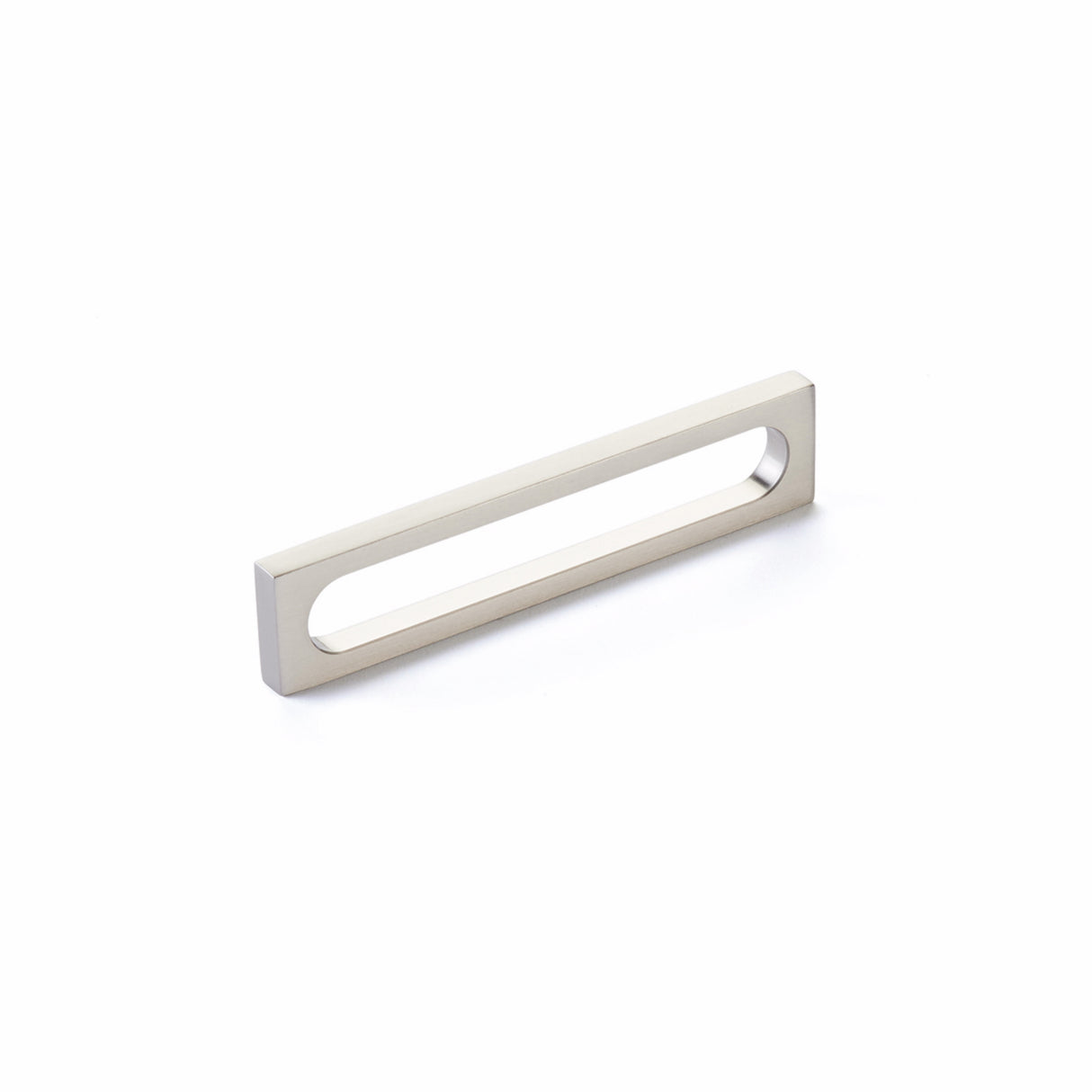 Schaub 10033-BN 5-3/8" Cafe Modern Oval Slot Cabinet Pull with 5" Center to Center Brushed Nickel Finish