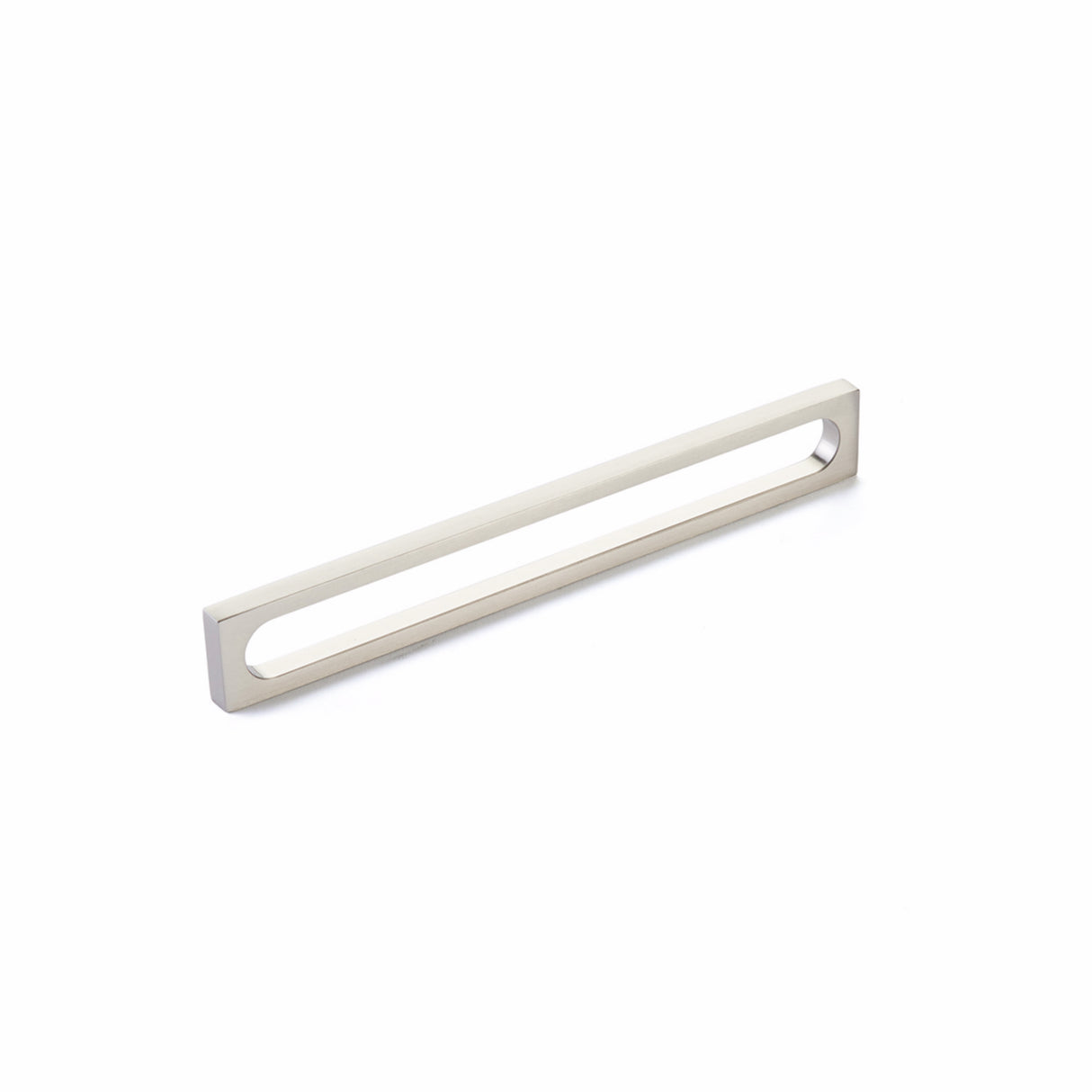 Schaub 10034-BN 8-3/8" Cafe Modern Oval Slot Cabinet Pull with 8" Center to Center Brushed Nickel Finish