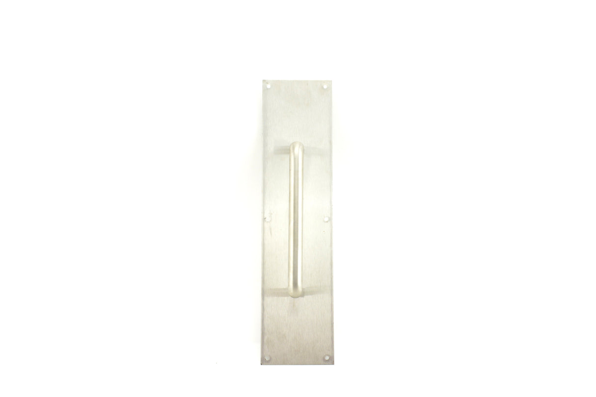 Trimco 10133B630 4" x 16" Square Corner Pull Plate with 8" 1193 Pull Satin Stainless Steel Finish