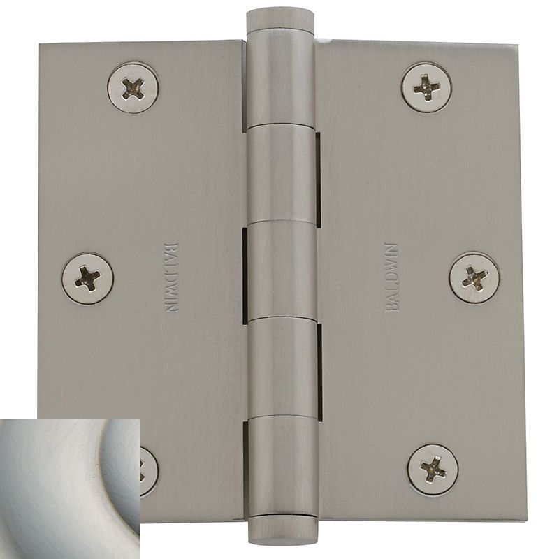Baldwin 1035056I 3-1/2" x 3-1/2" Mortise Square Hinge Lifetime Satin Nickel Finish