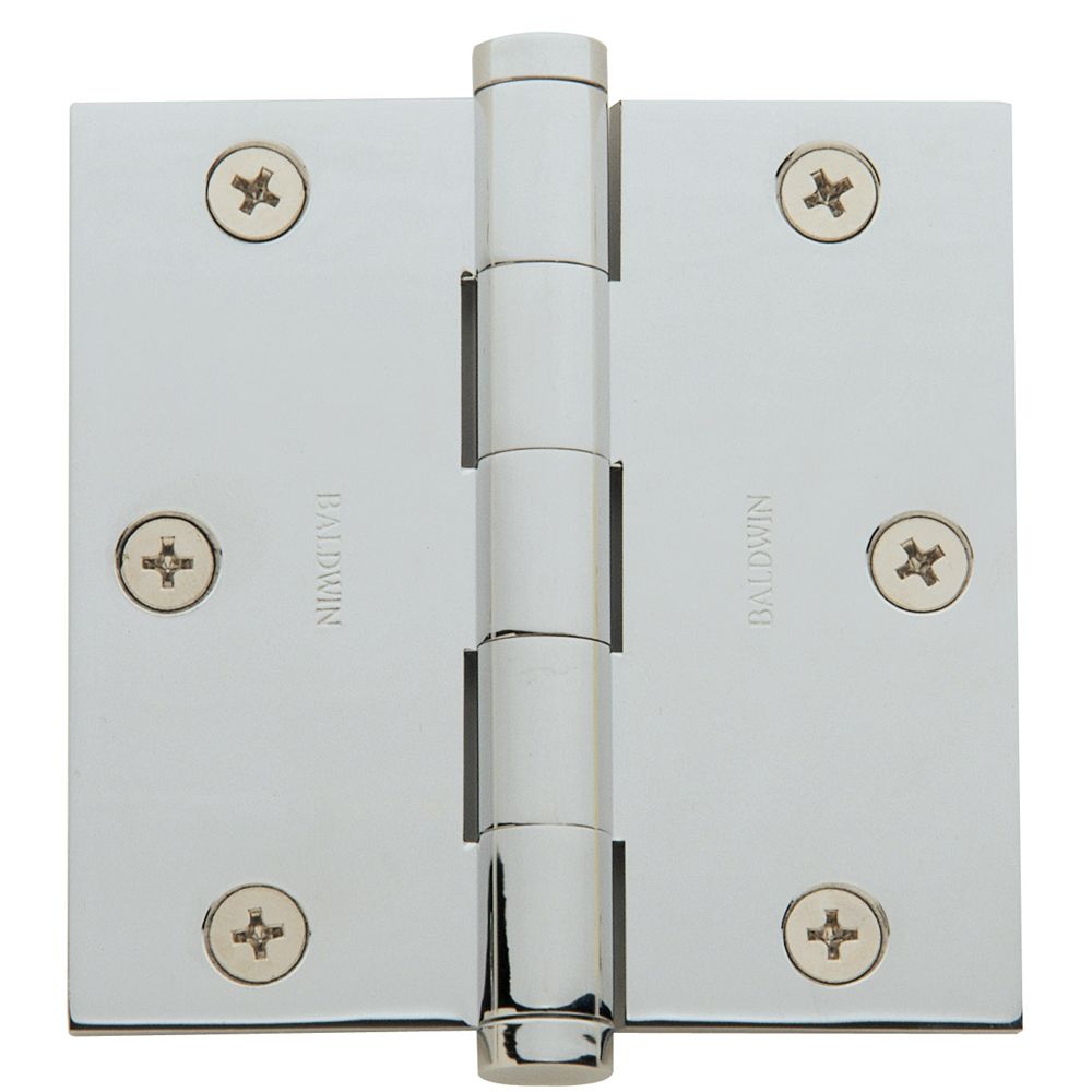 Baldwin 1035260I 3-1/2" x 3-1/2" Mortise Square Hinge Bright Chrome Finish