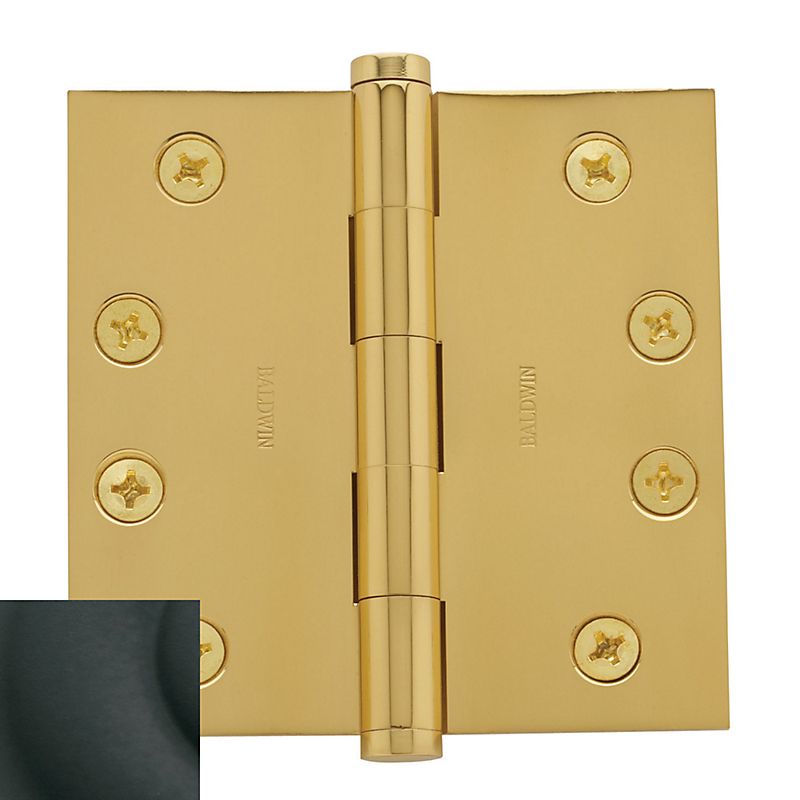 Baldwin 1040190INRP 4" x 4" Mortise Square Hinge Non-Removable Pin Satin Black Finish
