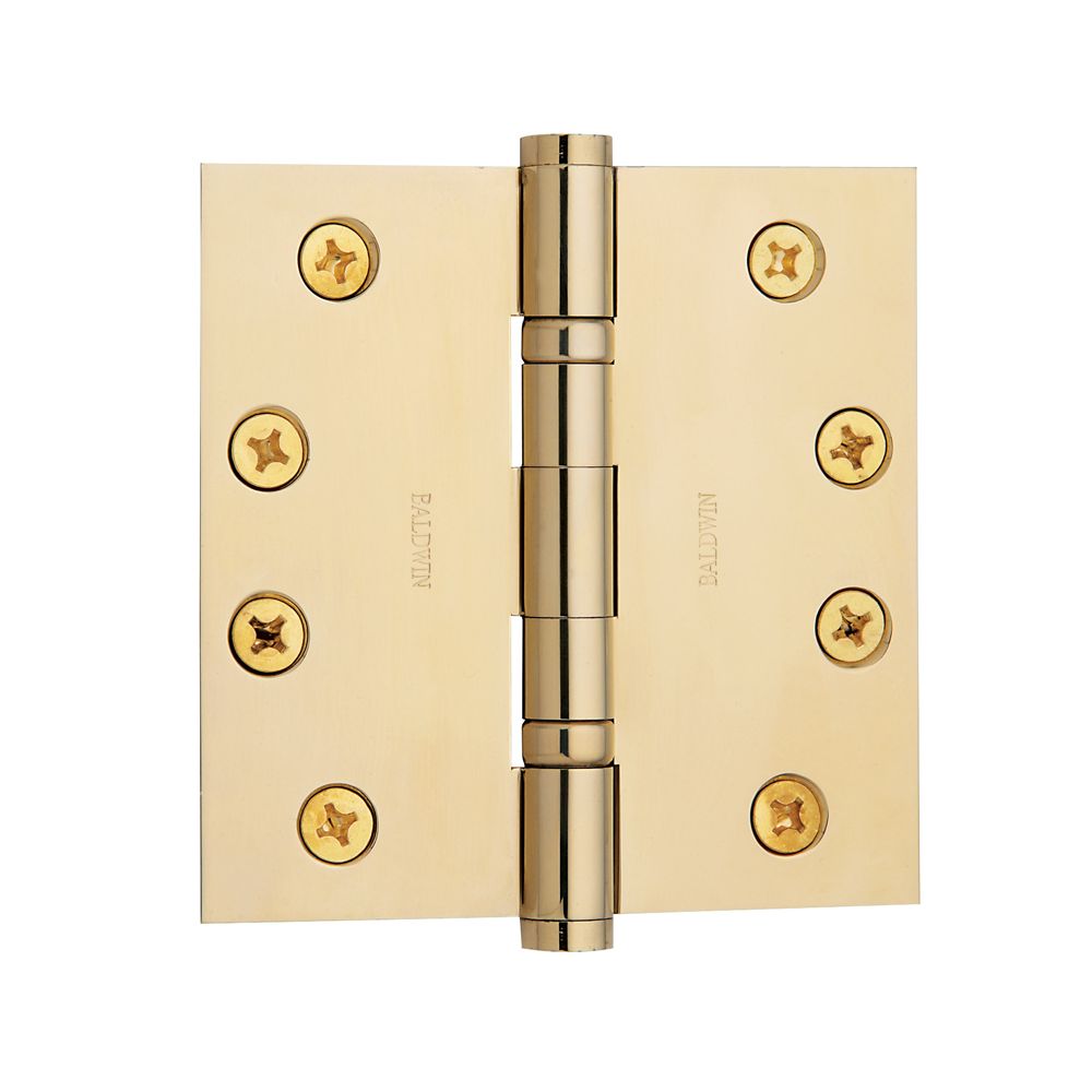 Baldwin 1041003INRP 4" x 4" Ball Bearing Mortise Square Hinge Non-Removable Pin Lifetime Brass Finish