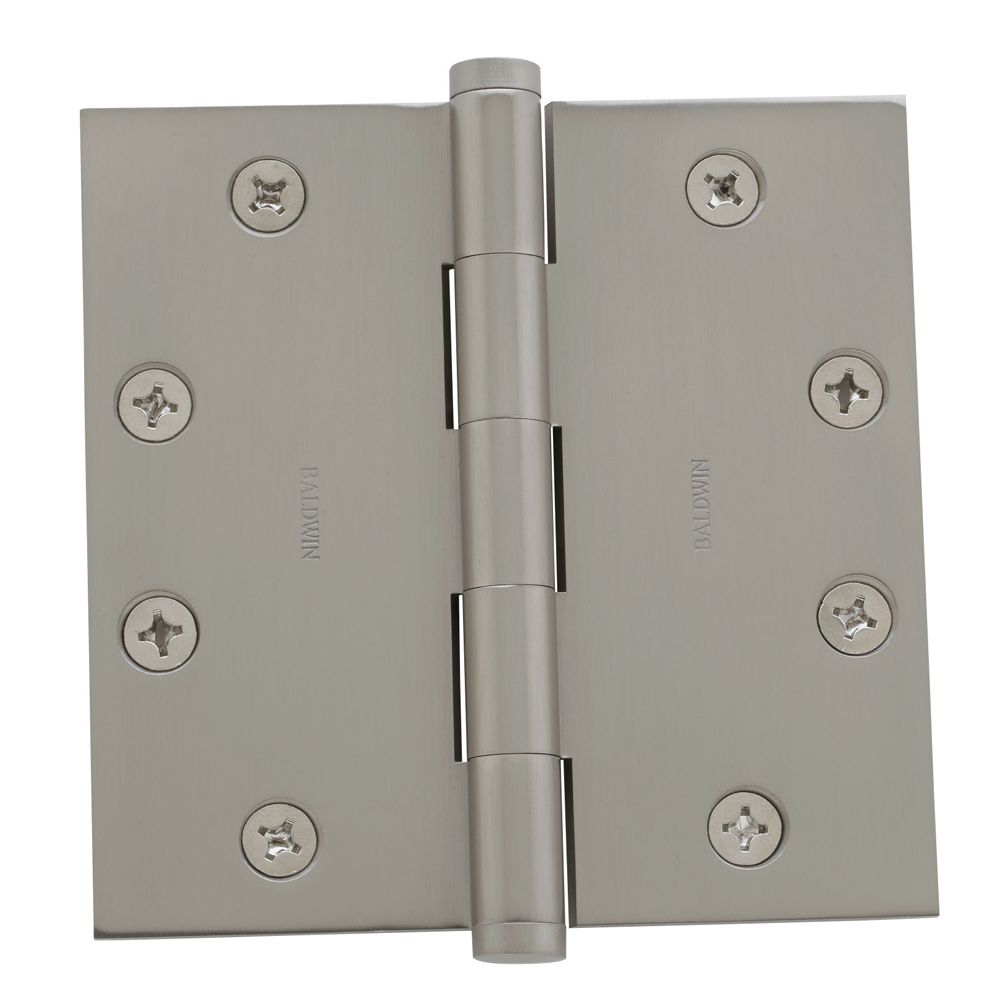 Baldwin 1041056I 4" x 4" Ball Bearing Mortise Square Hinge Lifetime Satin Nickel Finish