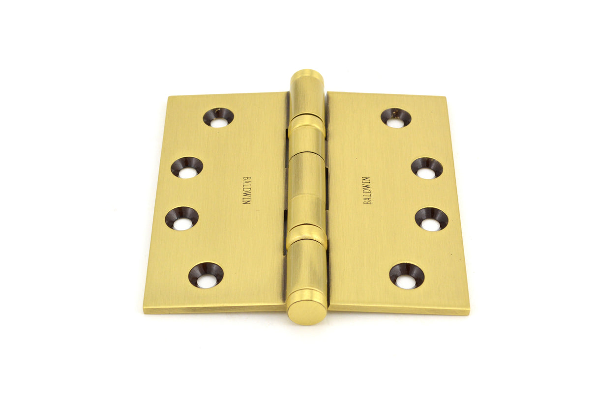 Baldwin 1041060I 4" x 4" Ball Bearing Mortise Square Hinge Satin Brass and Brown Finish