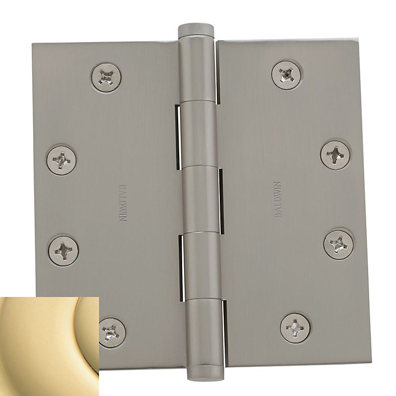 Baldwin 1045031I 4-1/2" x 4-1/2" Mortise Square Hinge Unlacquered Brass Finish