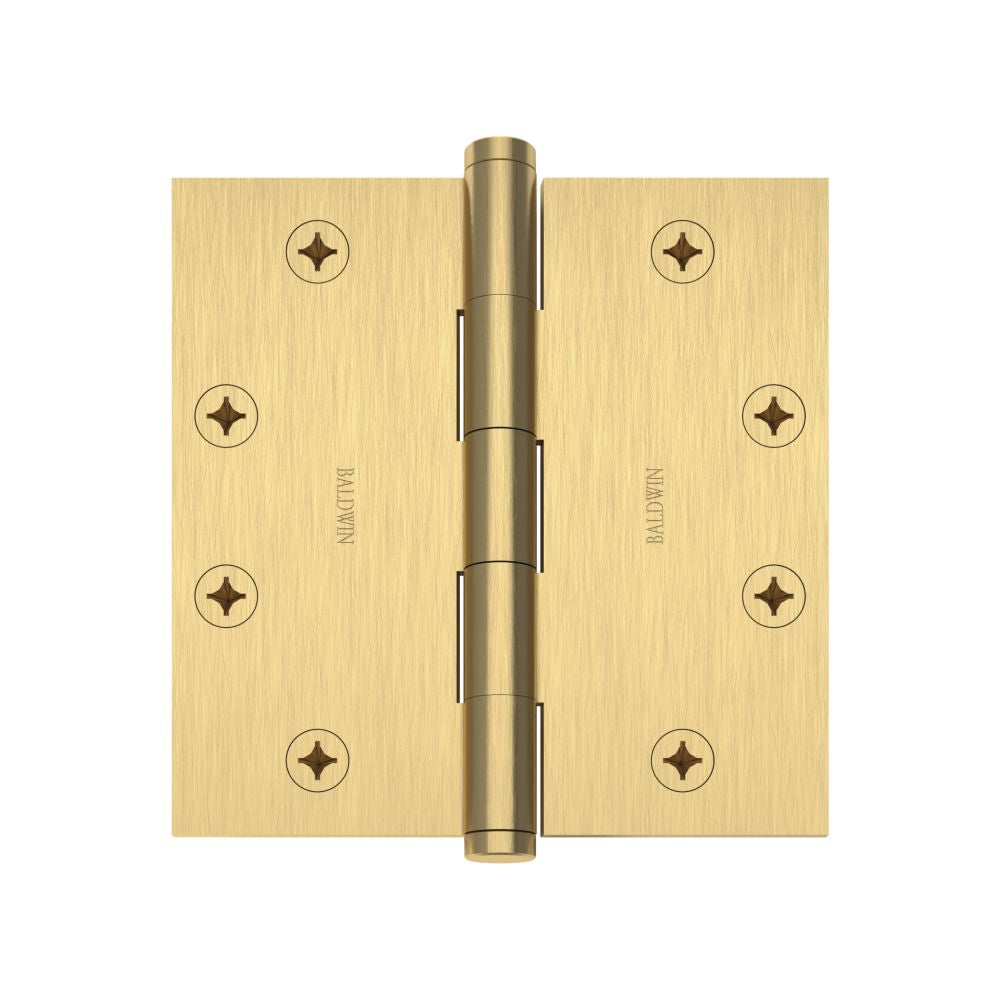 Baldwin 1045044I 4-1/2" x 4-1/2" Mortise Square Hinge Lifetime Satin Brass Finish - Baldwin Quickship Item *