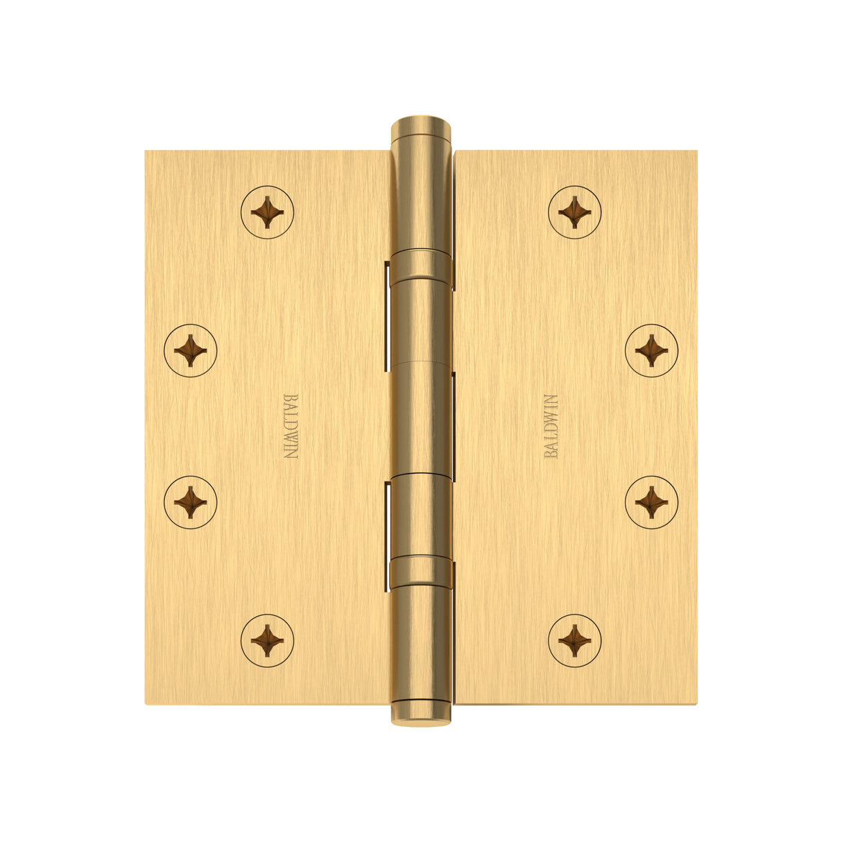 Baldwin 1046044I 4-1/2" x 4-1/2" Ball Bearing Mortise Square Hinge Lifetime Satin Brass Finish