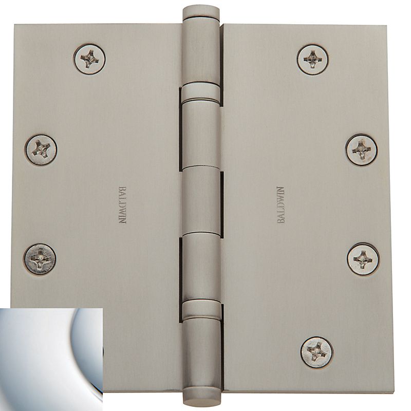 Baldwin 1051260I 5" x 5" Ball Bearing Mortise Square Hinge Bright Chrome Finish