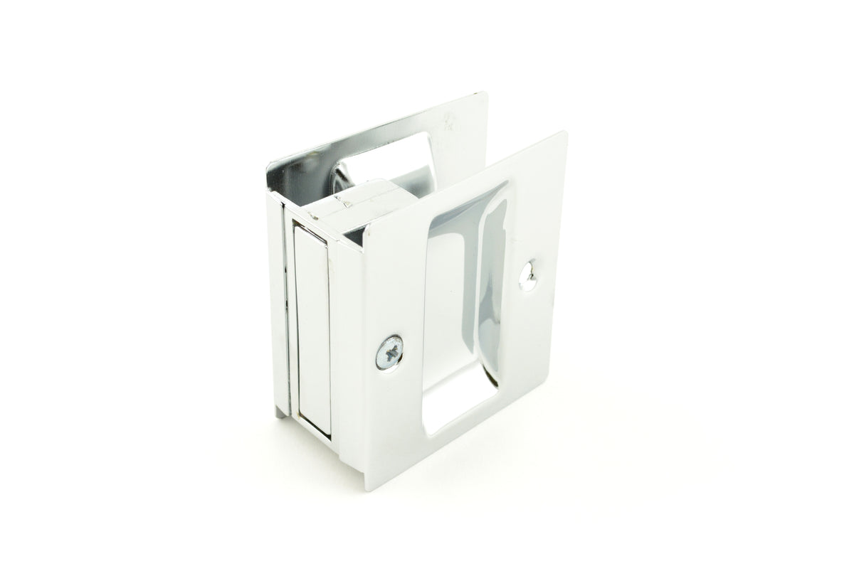 Trimco 1064625 Passage Pocket Door Lock Square Cutout Bright Chrome Finish