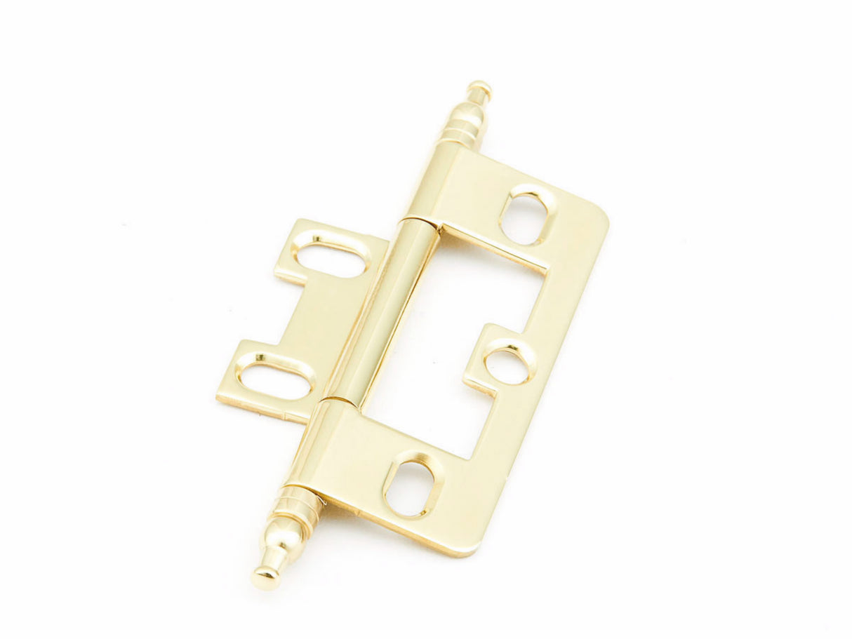 Schaub 1100M-03 Minaret Tip Non-Mortise Cabinet Hinge Bright Brass Finish