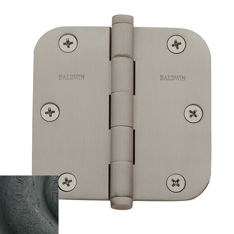 Baldwin 1135402I 3-1/2" x 3-1/2" - 5/8" Radius Mortise Hinge Distressed Oil Rubbed Bronze Finish