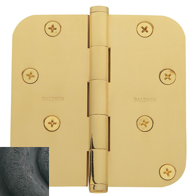 Baldwin 1140402I 4" X 4" - 5/8" Radius Mortise Hinge Distressed Oil Rubbed Bronze Finish