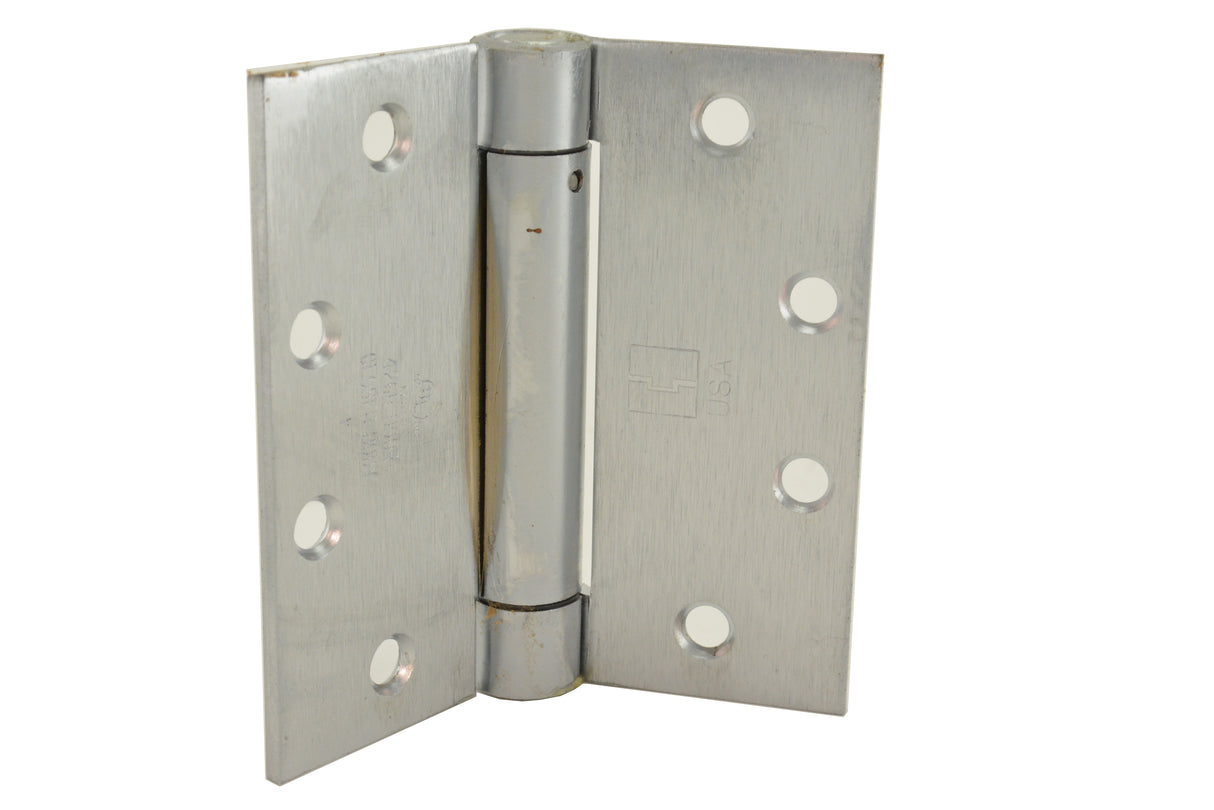 Hager 125041226D.1 4-1/2" x 4-1/2" Full Mortise Single Acting Square Corner Spring Hinge Single Box Satin Chrome Finish