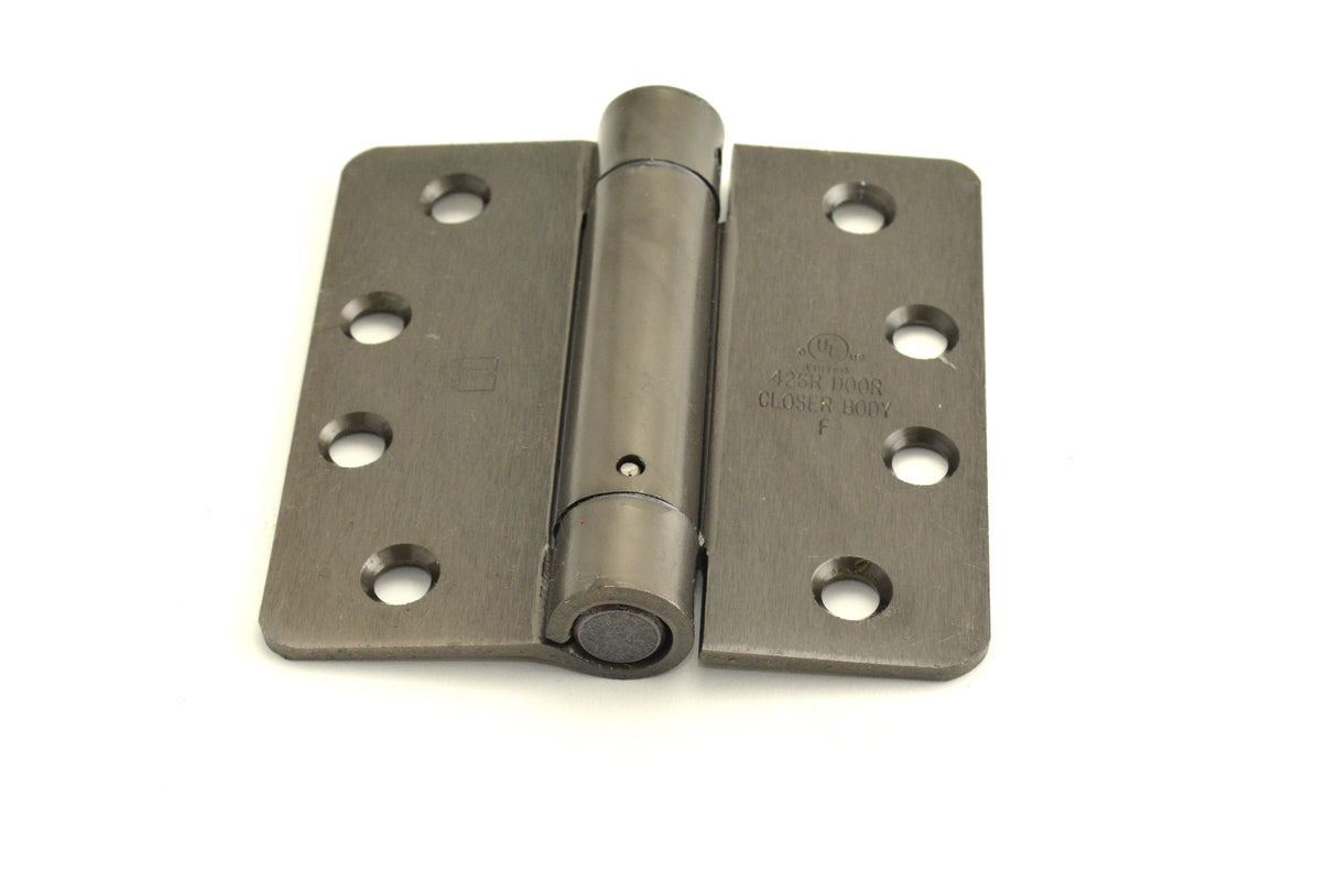 Hager 1251410D.1 4" x 4" Full Mortise Single Acting 1/4" Radius Corner Spring Hinge # 050275 Single Box Black Nickel Finish