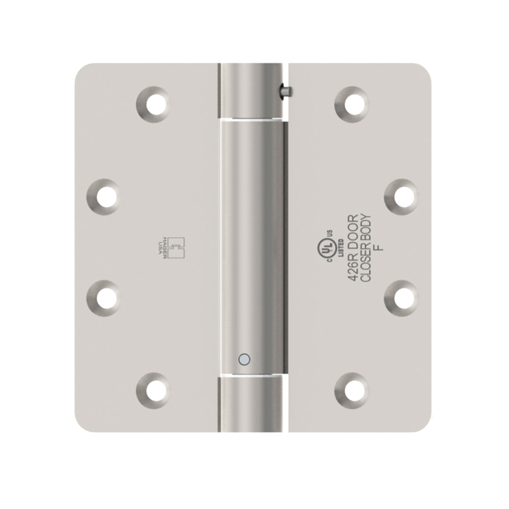Hager 1251415.1 4" x 4" Full Mortise Single Acting 1/4" Radius Corner Spring Hinge # 050274 Single Box Satin Nickel Finish
