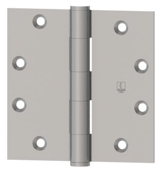 Hager 127941214 4-1/2" x 4-1/2" Full Mortise Five Knuckle Plain Bearing Standard Weight Hinge Bright Nickel Finish
