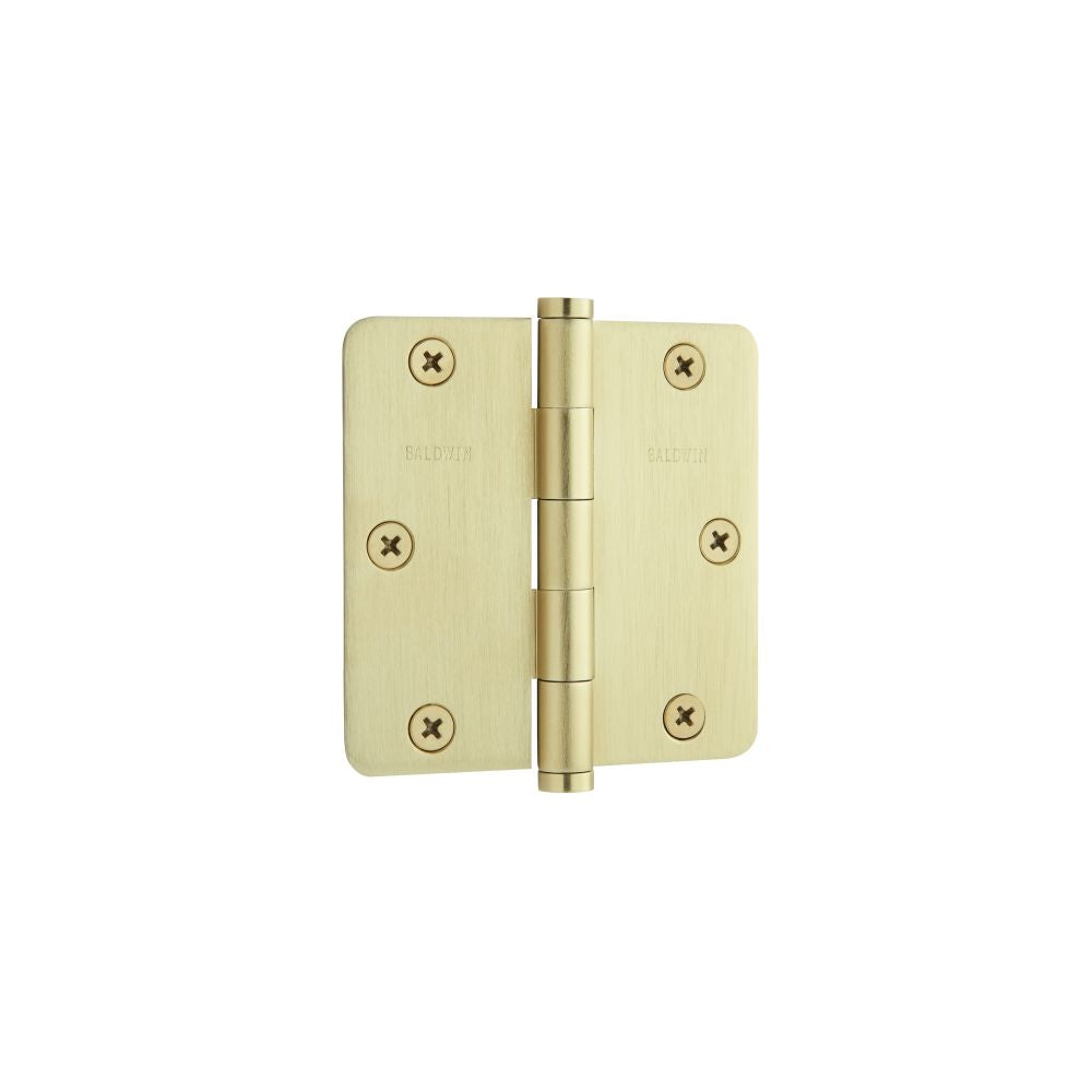 Baldwin 1435044I 3-1/2" x 3-1/2" - 1/4" Radius Mortise Hinge Lifetime Satin Brass Finish