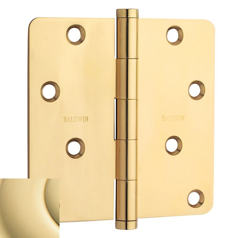 Baldwin 1440031I 4" x 4" - 1/4" Radius Mortise Hinge Unlacquered Brass Finish
