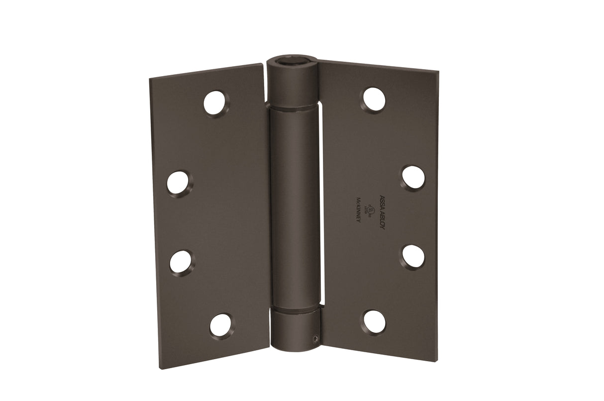 McKinney 150241210B 4-1/2" x 4-1/2" Square Corner Steel Single Acting Standard Weight Full Mortise Spring Hinge # 156021 Oil Rubbed Bronze Finish