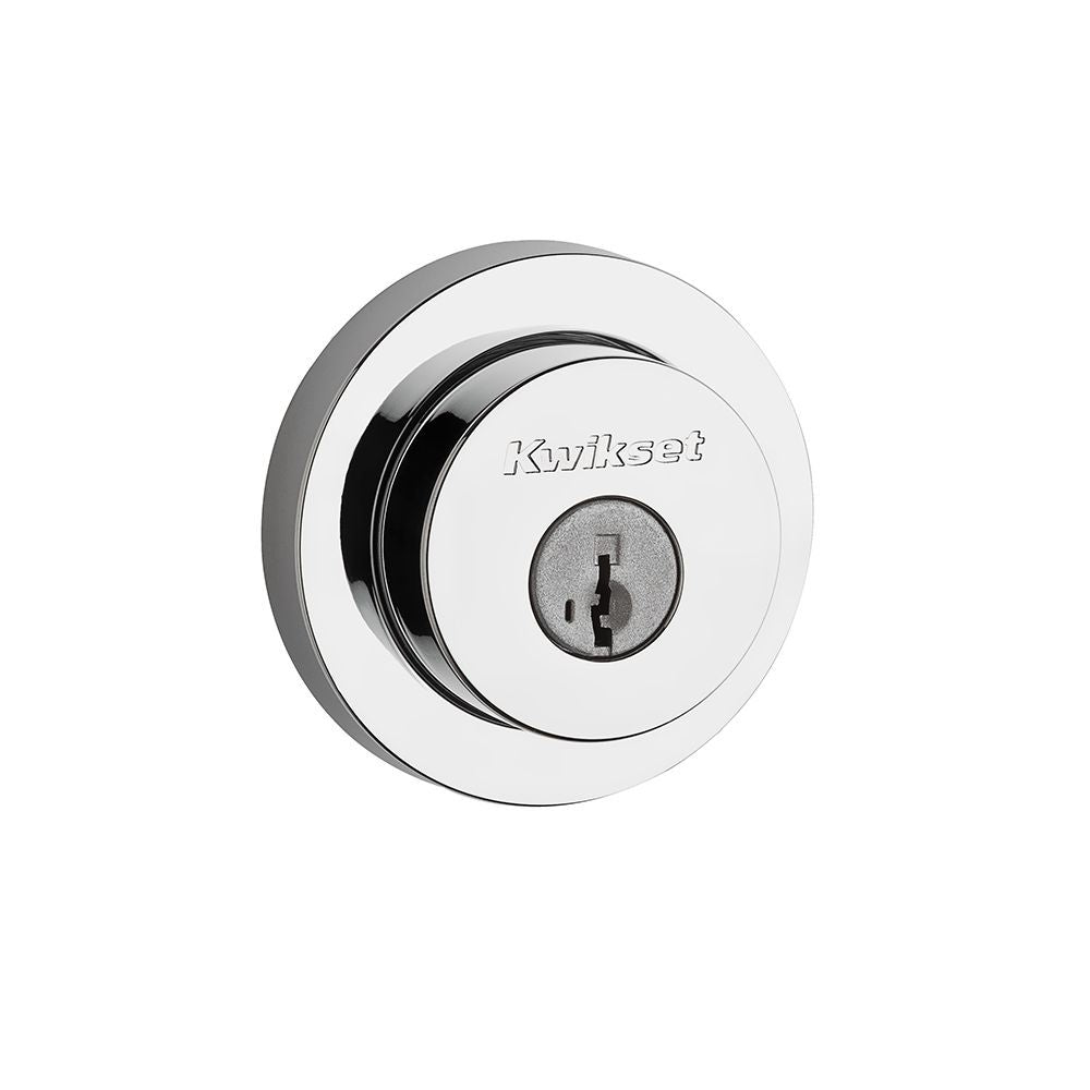 Kwikset 158RDT-26S.STRKP Milan Round Rose Single Cylinder Deadbolt SmartKey with 6AL Latch and STRKP Strike Pack which includes Square Corner, Round Corner and 5303 Round Corner Full Lip Strikes KA3 Bright Chrome Finish