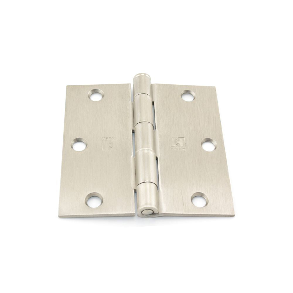 Hager 174131215EA 3-1/2" x 3-1/2" Steel Square Corner Full Mortise Plain Bearing Residential Hinge Satin Nickel Finish