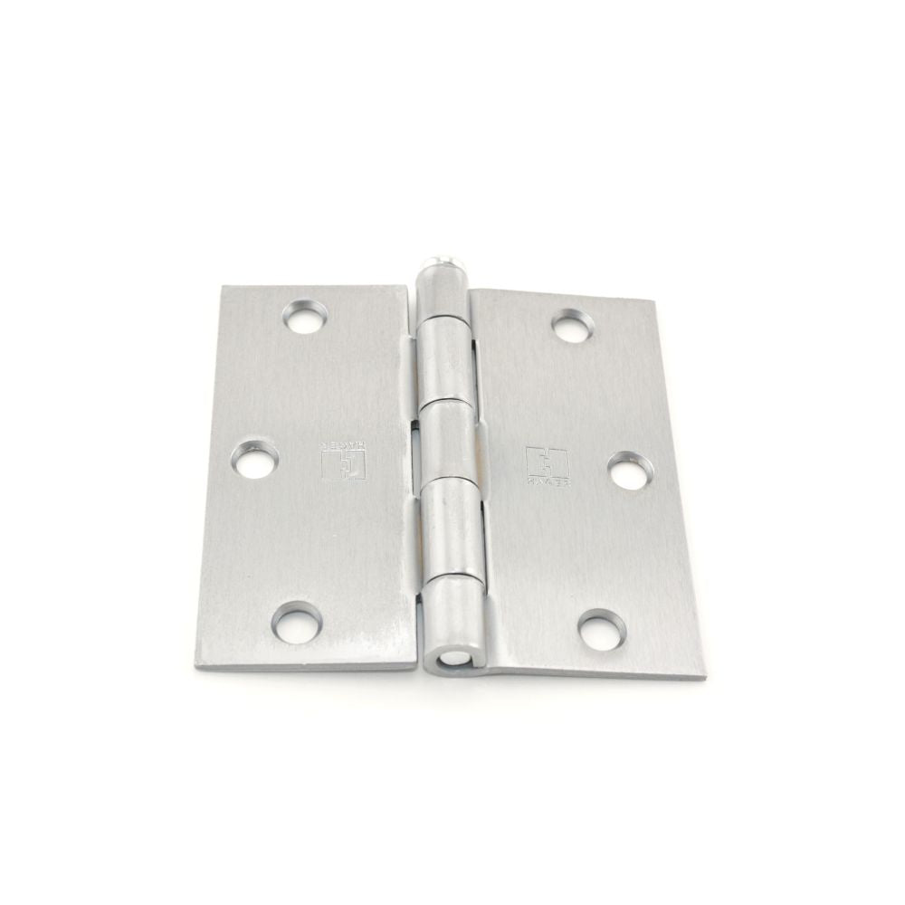 Hager 174131226DEA 3-1/2" x 3-1/2" Steel Square Corner Full Mortise Plain Bearing Residential Hinge Satin Chrome Finish