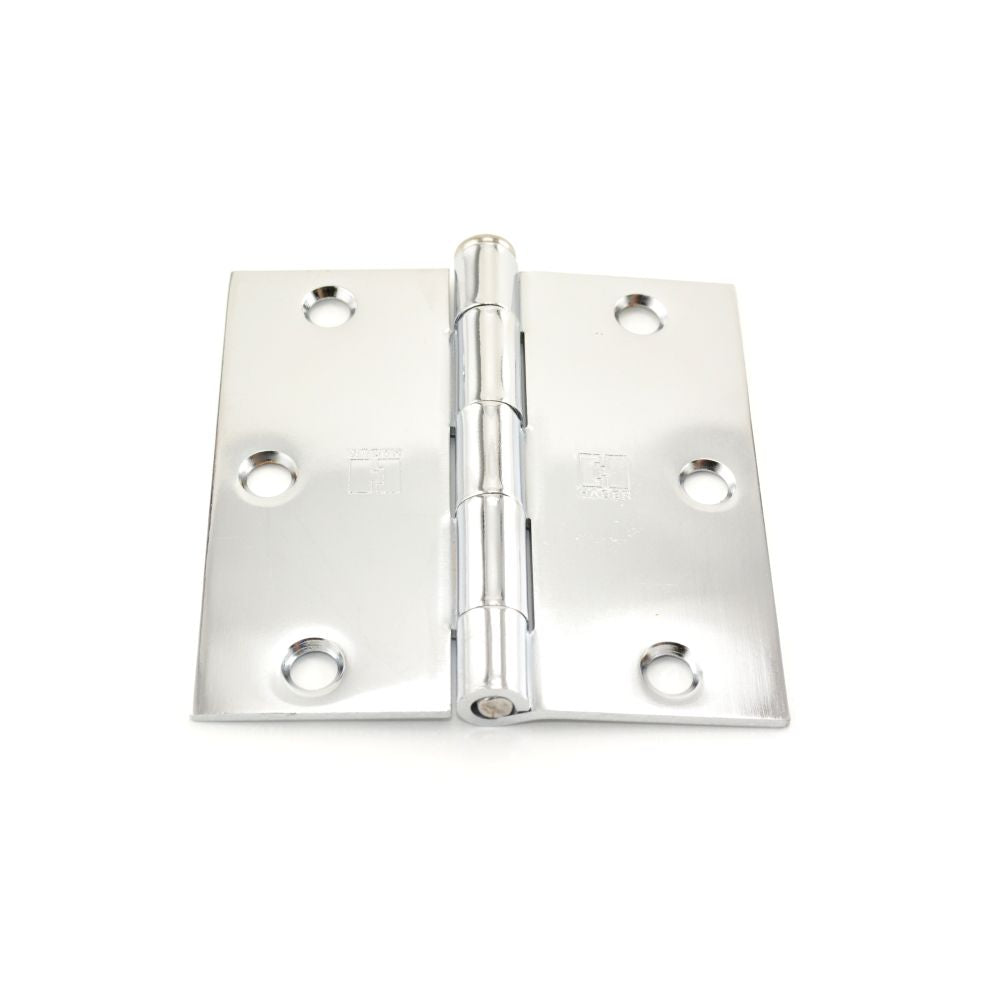 Hager 174131226EA 3-1/2" x 3-1/2" Steel Square Corner Full Mortise Plain Bearing Residential Hinge Bright Chrome Finish