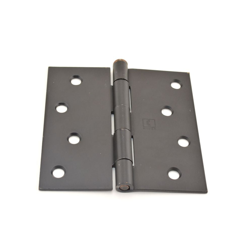 Hager 1741410REA 4" x 4" Steel Square Corner Full Mortise Plain Bearing Residential Hinge Matte Antique Bronze Finish