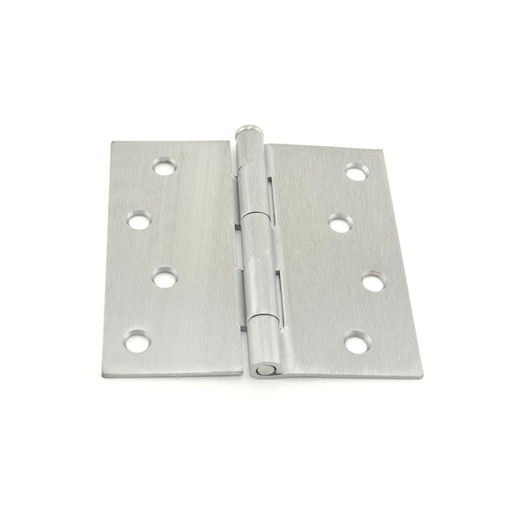 Hager 1741426DEA 4" x 4" Steel Square Corner Full Mortise Plain Bearing Residential Hinge Satin Chrome Finish