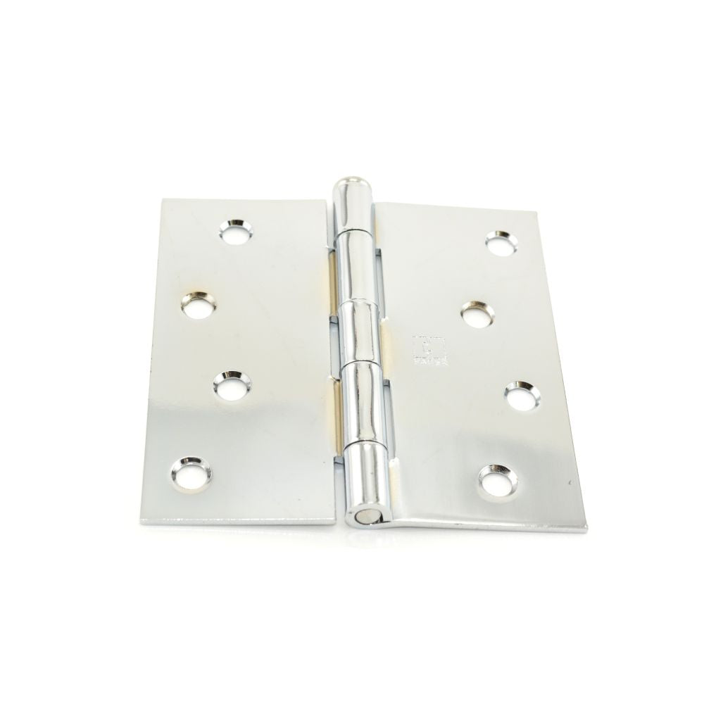 Hager 1741426EA 4" x 4" Steel Square Corner Full Mortise Plain Bearing Residential Hinge Bright Chrome Finish