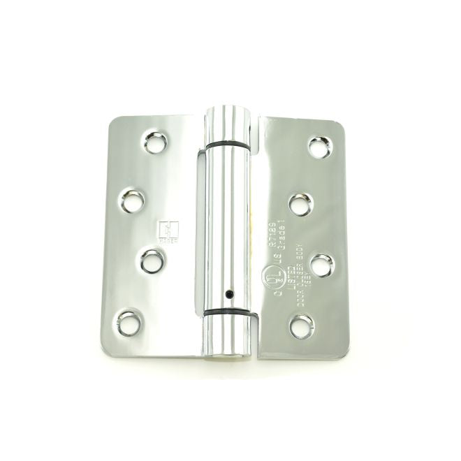 Hager 1751426 4" x 4" 1/4" Radius Corner Steel Full Mortise Residential Spring Hinge Bright Chrome Finish