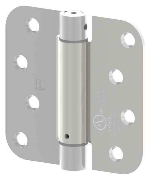 Hager 175231215EA 3-1/2" x 3-1/2" 5/8" Radius Corner Steel Full Mortise Residential Spring Hinge Satin Nickel Finish