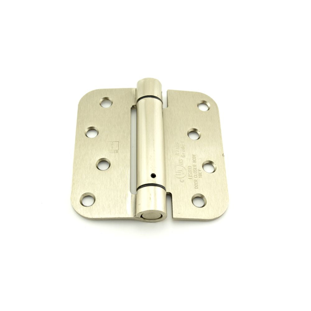 Hager 1752415 4" x 4" 5/8" Radius Corner Steel Full Mortise Residential Spring Hinge Satin Nickel Finish