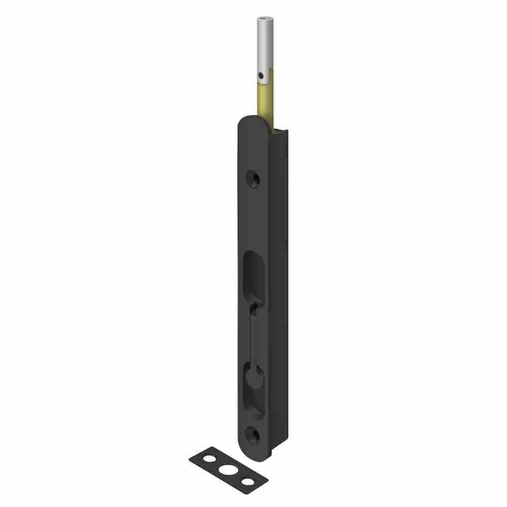 Deltana 18EFBZ1B 18" Extension Flush Bolt; Solid Brass Flat Black Finish