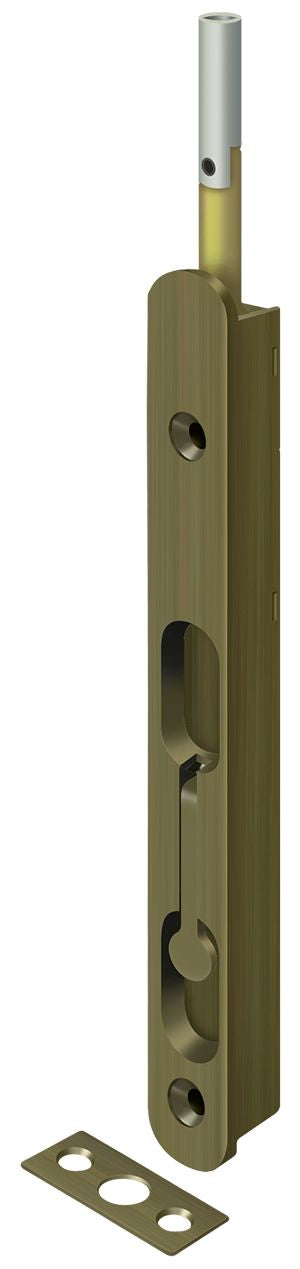 Deltana 18EFBZ5 18" Extension Flush Bolt; Solid Brass; Antique Brass Finish