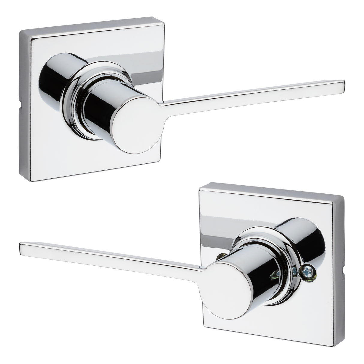 Kwikset 200LRLSQT-26 Ladera Lever with Square Rose Passage Door Lock and 6AL Latch and RCS Strike Bright Chrome Finish