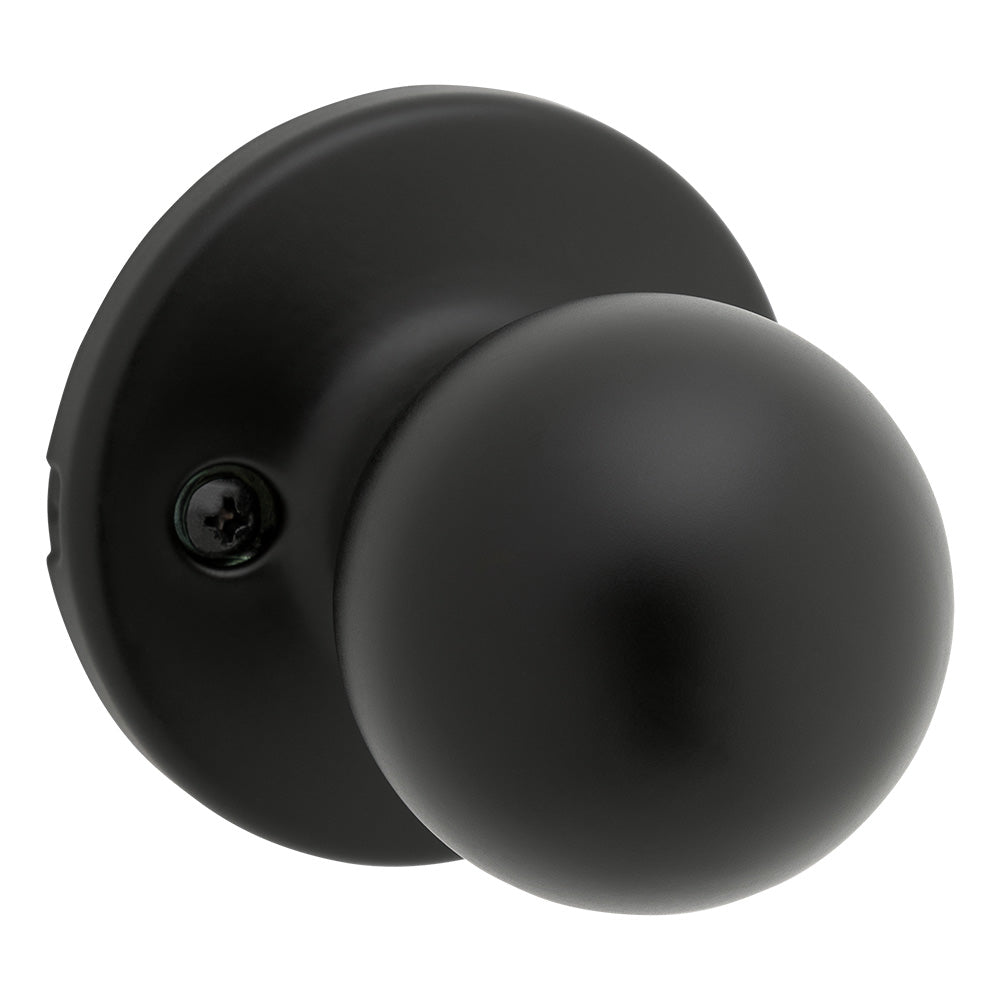 Kwikset 200P-514 Polo Knob Passage Door Lock with 6AL Latch and RCS Strike Matte Black Finish