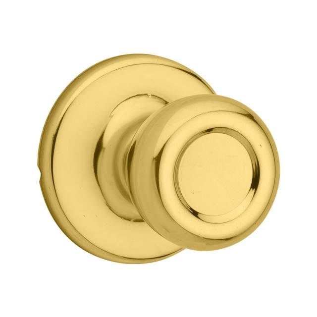 Kwikset 200T-3 Tylo Knob Passage Door Lock with 6AL Latch and RCS Strike Bright Brass Finish