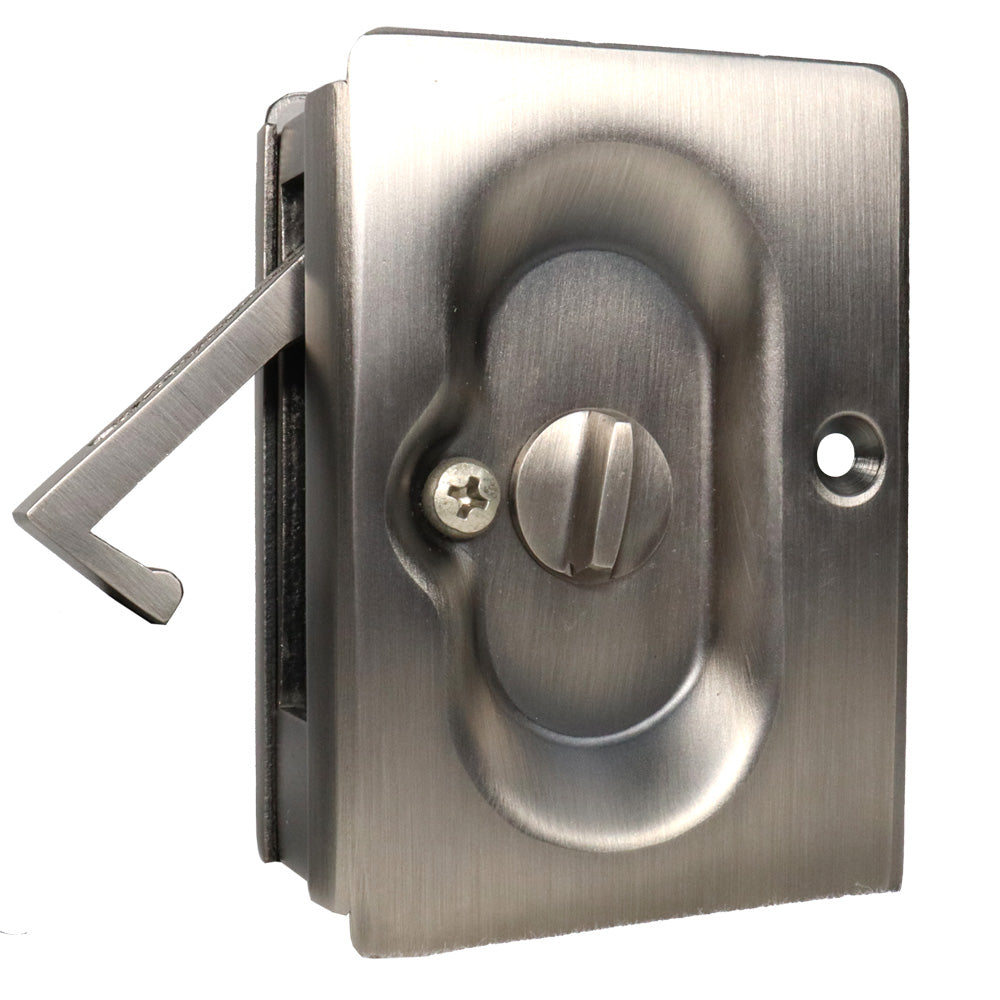 Emtek 2102US15A Priv Pocket Door Lock Pewter Finish