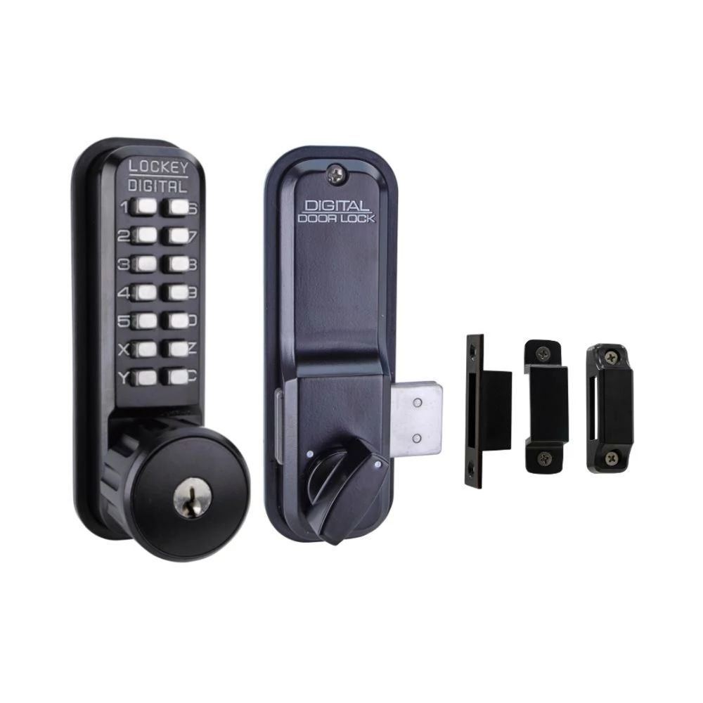 Lockey 2200JBMGKO Mechanical Keyless Surface Mount Deadbolt with Key Override Jet Black Marine Grade Finish